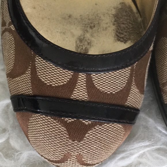 Coach Kerryann Signature C Beige Canvas Wedge Heels Size - Picture 11 of 13